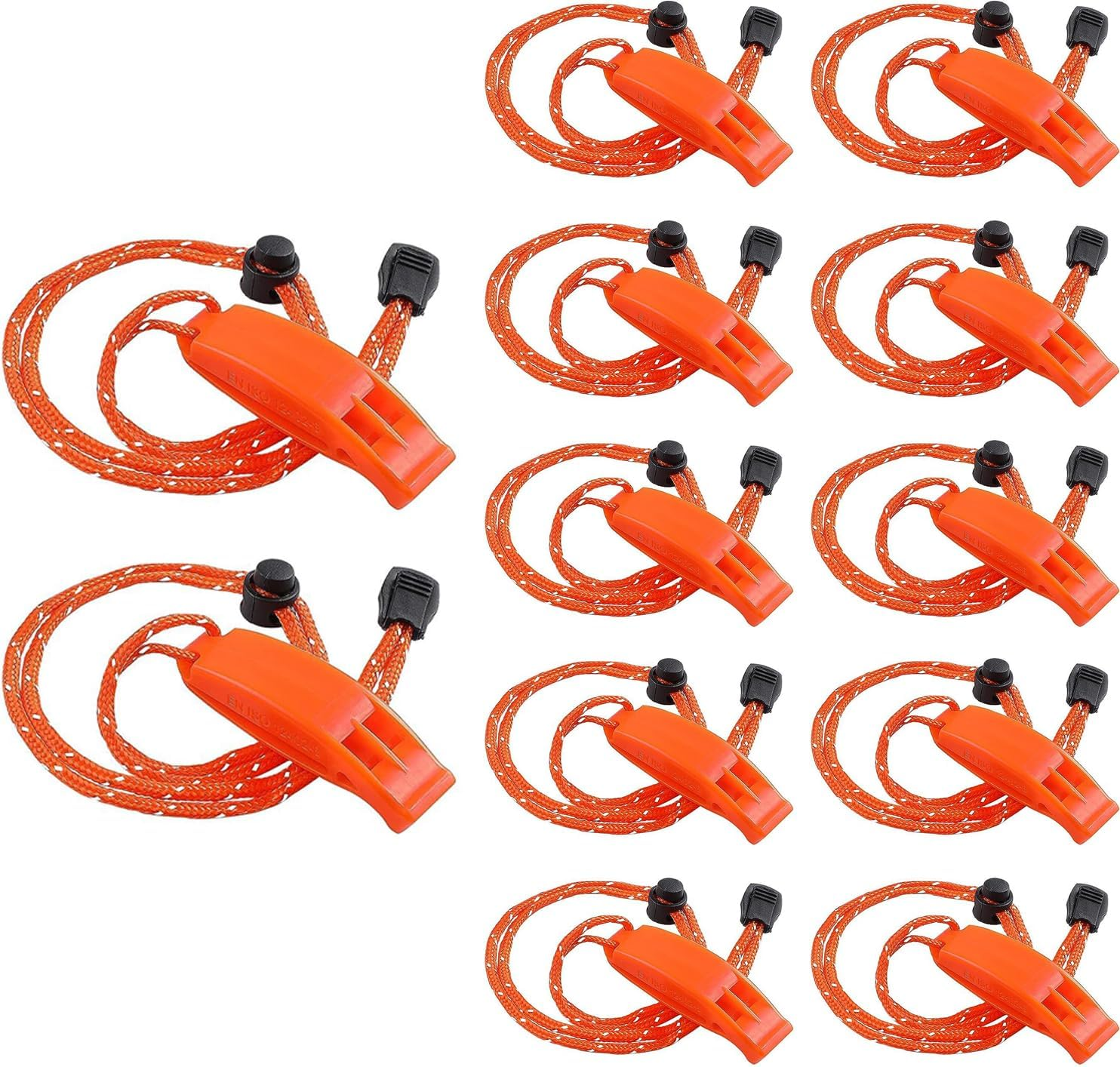12PCS Safety Survival Whistles Emergency Whistle Survival Whistles with Adjustable Reflective Lanyard Emergency Plastic Whistle Marine Whistle image number 2