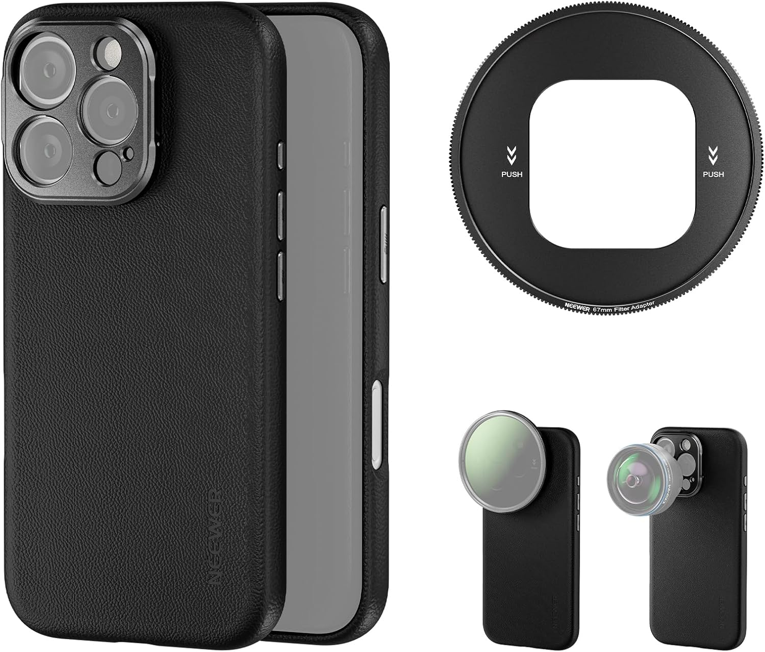 NEEWER Phone Case for 17 Pro Max,Modular Protective TPU/PC Phone Cover with 67Mm Thread Filter Ring,17Mm Lens & T Mount Lens Backplates Compatible with Moment Magsafe Iphone 17 Pro Max,Pa134 image number 1