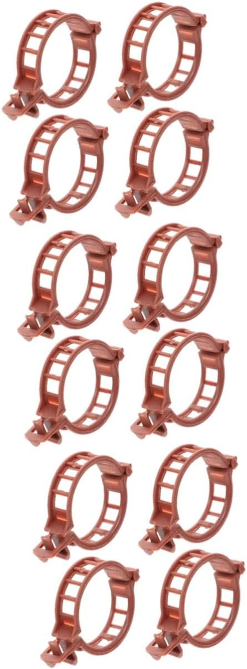 Kisangel 100Pcs Plastic Plant Clips Gardening Clamps Tomato Stem Support Fixing Clips 32Mm Diameter Brown for Garden Plant Growth and Vine Stabilizing