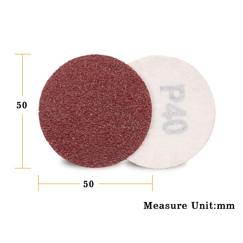 SPEEDWOX 100Pcs Sanding Discs 2 Inch Sandpaper 40 Grit Hook and Loop Sanding Discs for Drill Grinder Rotary Tools No Hole image number 4