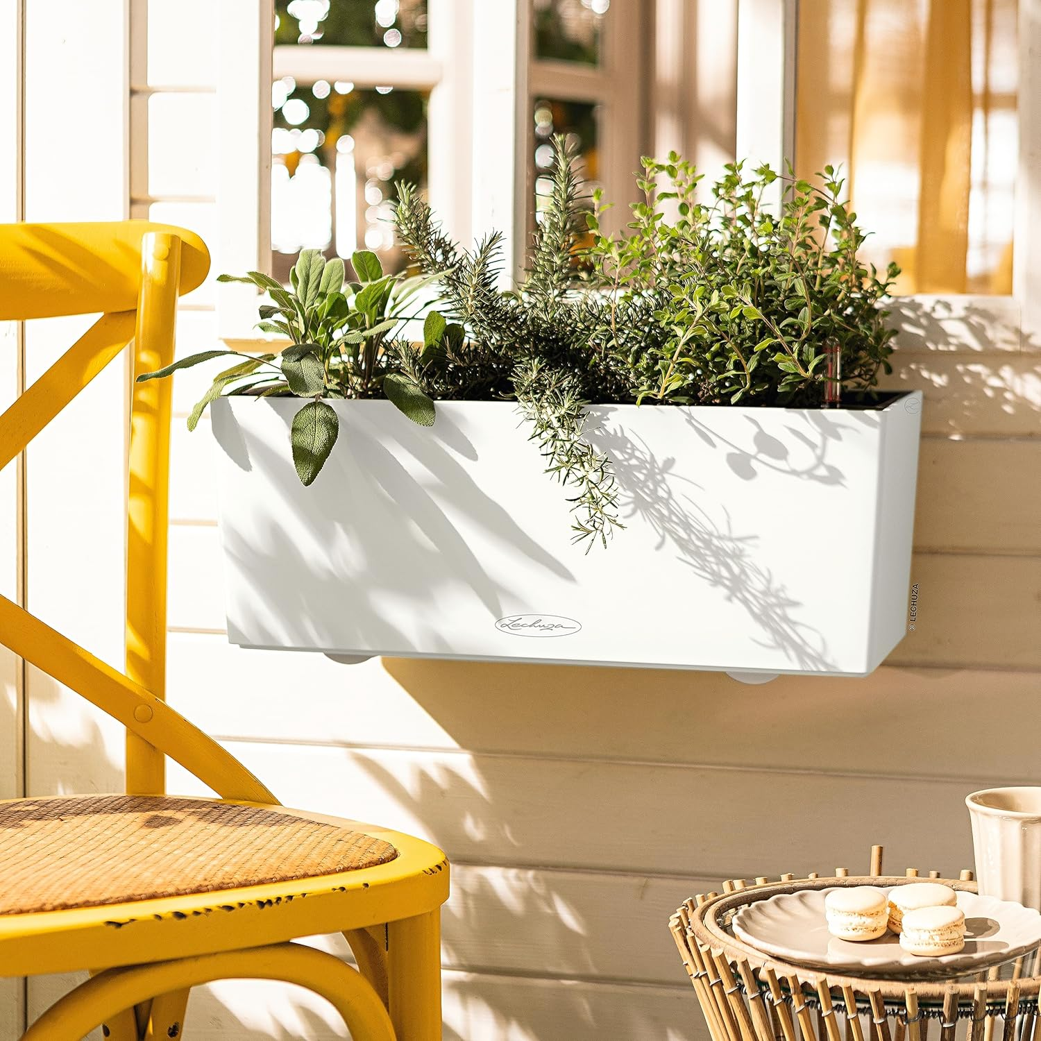 Lechuza 15670 Balconera Color 50 Indoor and Outdoor Use, 20" X 7" X 7", Self Watering Planter, Us50, White Matte image number 3