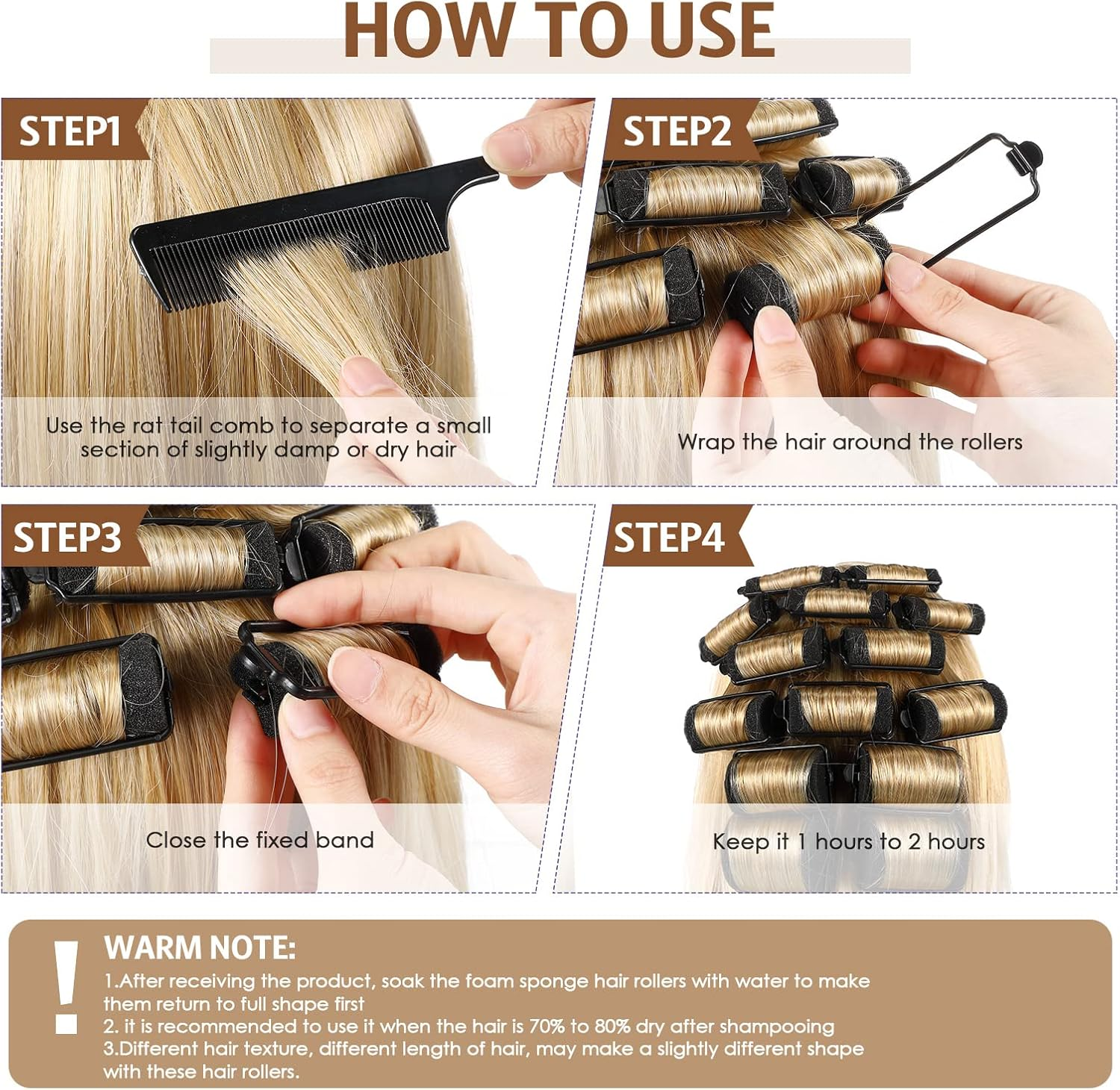 Syhood 43 Pcs Foam Sponge Hair Rollers Women 0.59 Inch Soft Sleeping Curlers Flexible Sponge Curler Tool and Rat Tail Comb for Hair Styling Hairdressing Overnight Curl and Volume(Black) image number 4