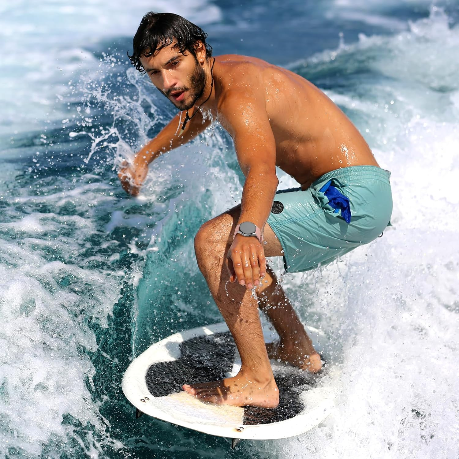 Ocean Band for Samsung Galaxy Watch 7 Band 40Mm 44Mm,Silicone Breathable Bracelet Wristband for Samsung Galaxy Watch FE/6/5/4 40Mm 44Mm/5 Pro 45Mm/6 Classic 43Mm 47Mm/4 Classic 42Mm 46Mm - Bright Green image number 4