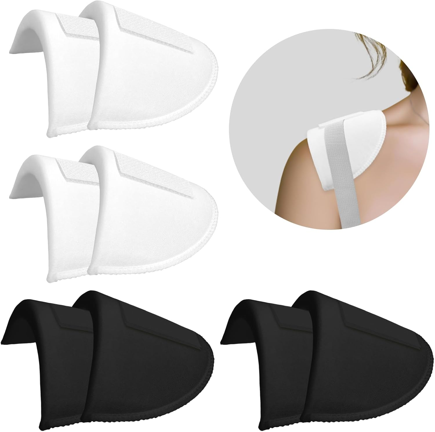 4 Pairs Set-In Shoulder Pads 1.5Cm Thickening Foam Shoulder Pads for Womens Clothing Sewing Supplies Breathable Sponge Pads for Sloping High Low Shoulders Blazer Suit (Black & White)
