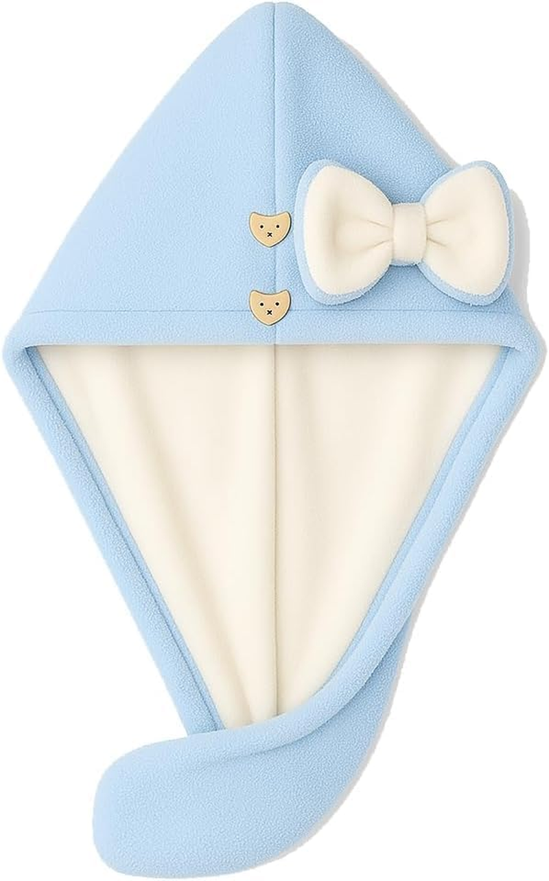 Double-Layer Thick Microfiber Quick-Dry Hair Towel Turban Hair Turbans for Quick Drying Premium Hair with Adjustable Snap Button