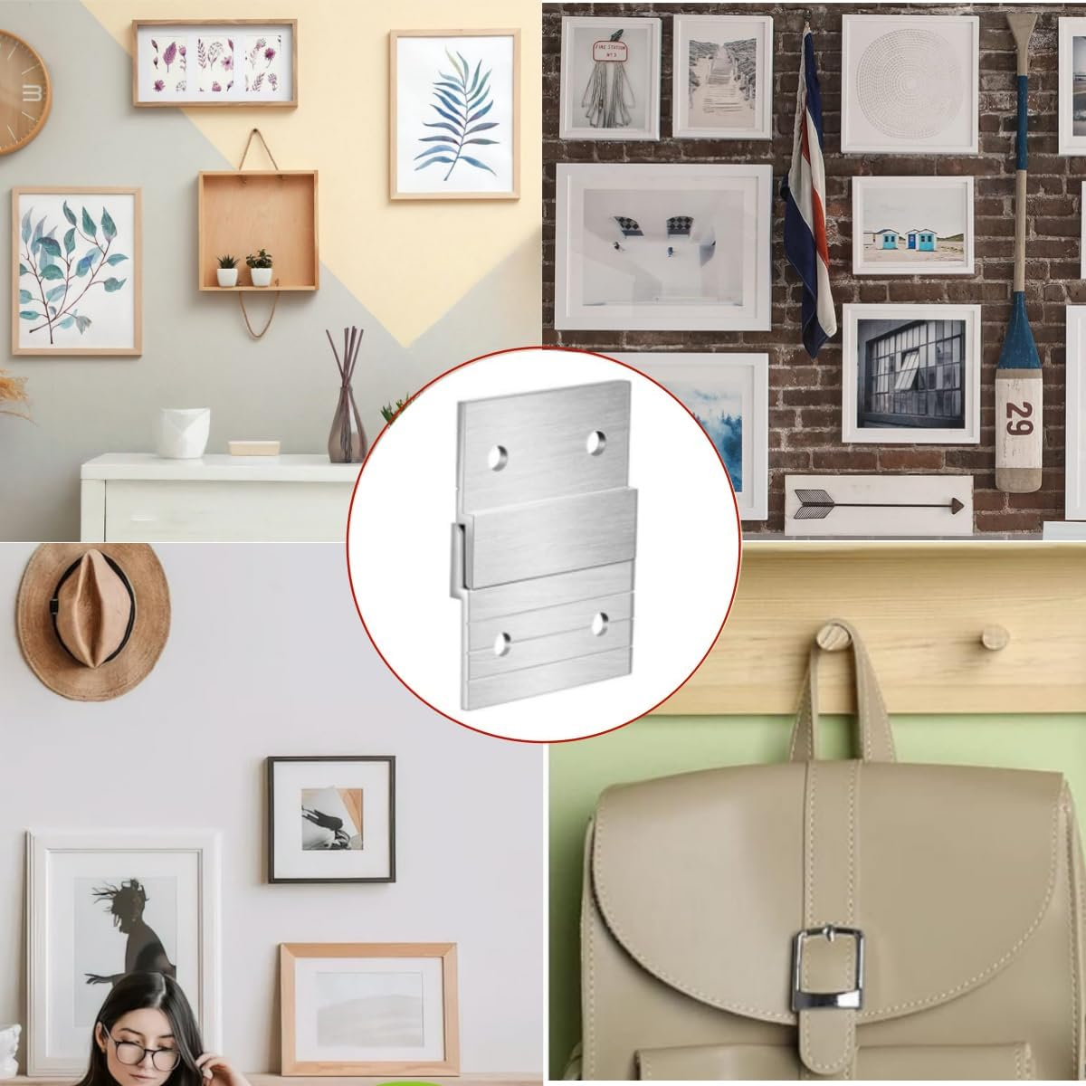 4 Pairs Aluminum Z Clips Interlocking Wall Mounting Bracket Kit,Aluminum Hanger,Screws Picture Hanging Kit Mirror Hardware Brackets for Shelf Artwork Frame image number 1