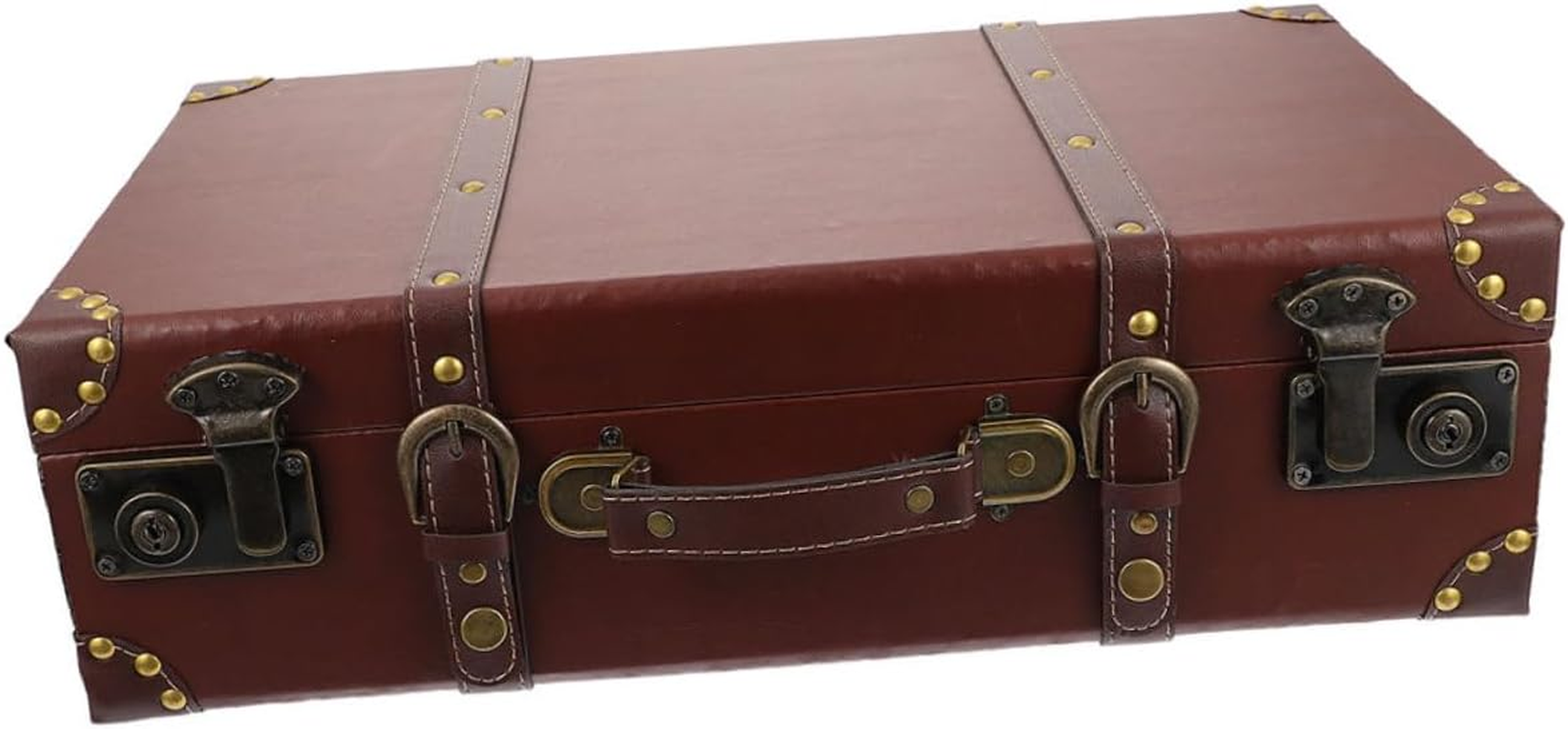 Vintage Style Suitcase Storage Box Decorative Wooden Suitcase for Packing Case Multi-Functional Storage Case as Luggage Bag Organiser for Home Travel image number 1