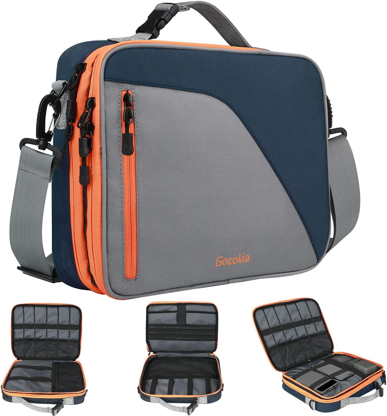 XL Large Travel Electronic Accessories Organizer with Shoulder Strap for 11.6''Laptop,Tablet,Cellphone,Hard Drives,Charger,Switch Console Accessories,Blue