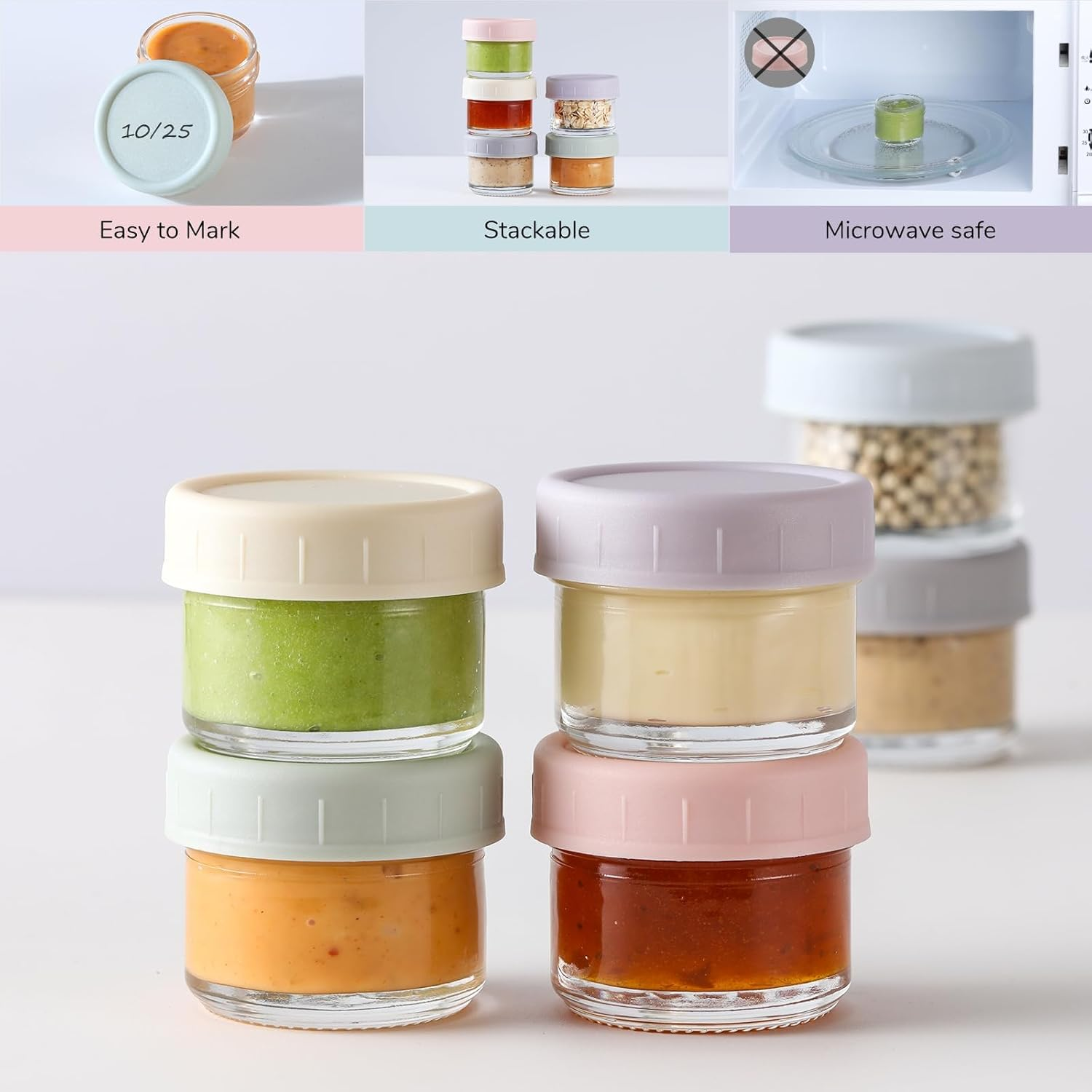 6 Pack Salad Dressing Container to Go, 1.7 Oz Glass Small Condiment Container with Lids, Dipping Sauce Cups Set, Leakproof Reusable Sauce Containers for Lunch Box Work Trip image number 1