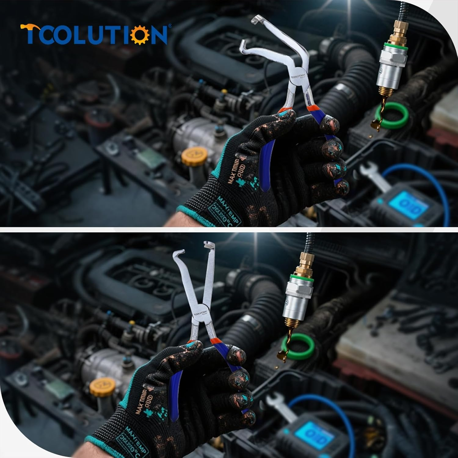 8 Inch Electrical Disconnect Pliers 2Pcs, Automotive Connector Pliers Set for Push Tab Style Plugs, Electrical Connector Removal Tool for Cars, Fuel Lines, Sensors - 4Pcs-Sprengringzangen Set image number 7