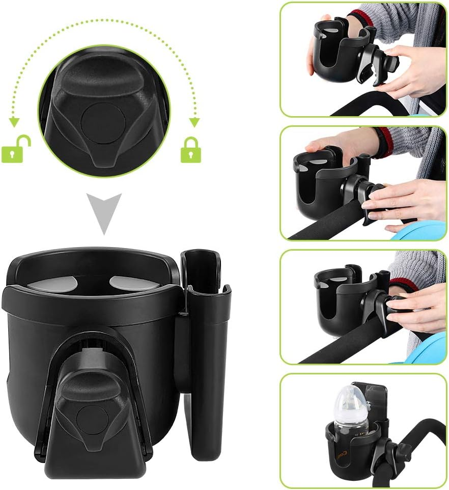 Accmor 2-In-1 Walker Cup Holder with Phone Holder, Wheelchair Cup Holder, Rollator Cup Holder, Cup Phone Holder for Walker, Wheelchair, Rollator, Mobility Scooter, Black image number 2