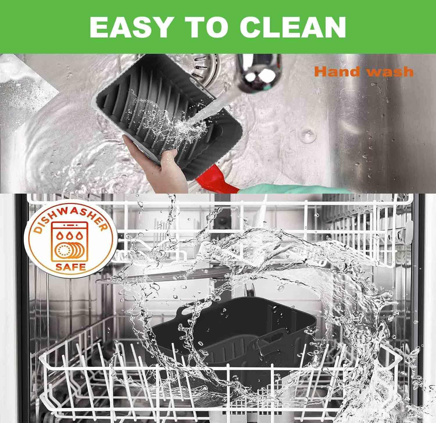 Air Fryer Silicone Liners for Ninja Dual Air Fryer, 2Pcs Non-Stick Air Fryer Basket Accessories for Ninja AF300 AF400UK, Reusable Silicone Air Fryer Liners for Ninja Foodi image number 3