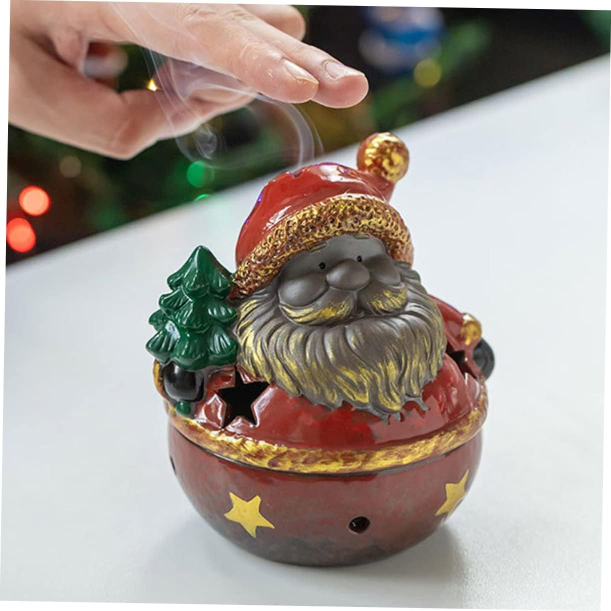 Yardwe Santa Claus Incense Burner Ceramic Decorative Censer for Christmas Home Aromatherapy for Indoor Xmas Decorations image number 6