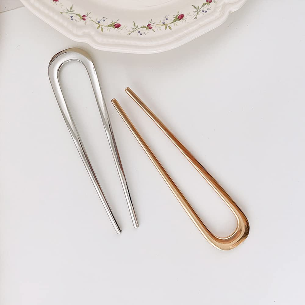 Metal Hair Pin U Shape Vintage Hair Pin for Longer and Thicker Hair Metal Hair Fork Updo Metal Hair Clips Hair Pins (2 Colors) image number 1