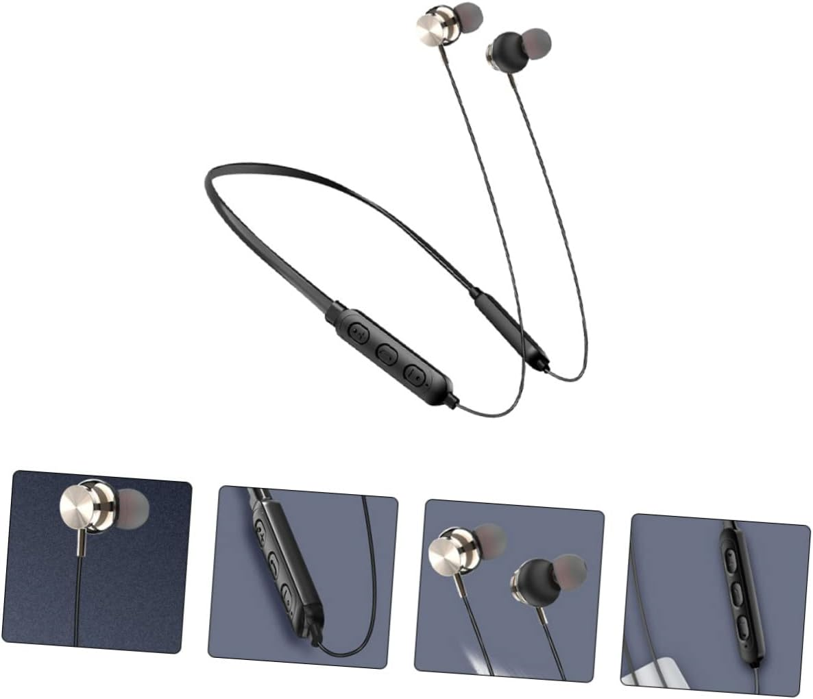 LRXIYODE Wireless Headset Neckband Earbuds 5.0 Magnetic In-Ear Stereo Earphones for Sports and Travel, Waterproof Black Wireless Earpiece image number 2