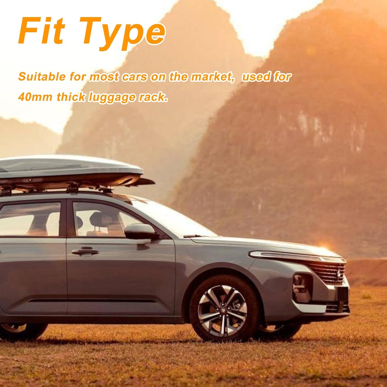 Sporacingrts 4 PCS Roof Box U-Bolt Clamps Rooftop Car Van Mounting Accessories U-Bracket Mounting Accessories, 85Mm Internal Width, with 8 Lock Nuts, 2 Strap Kit for Most Cars image number 1