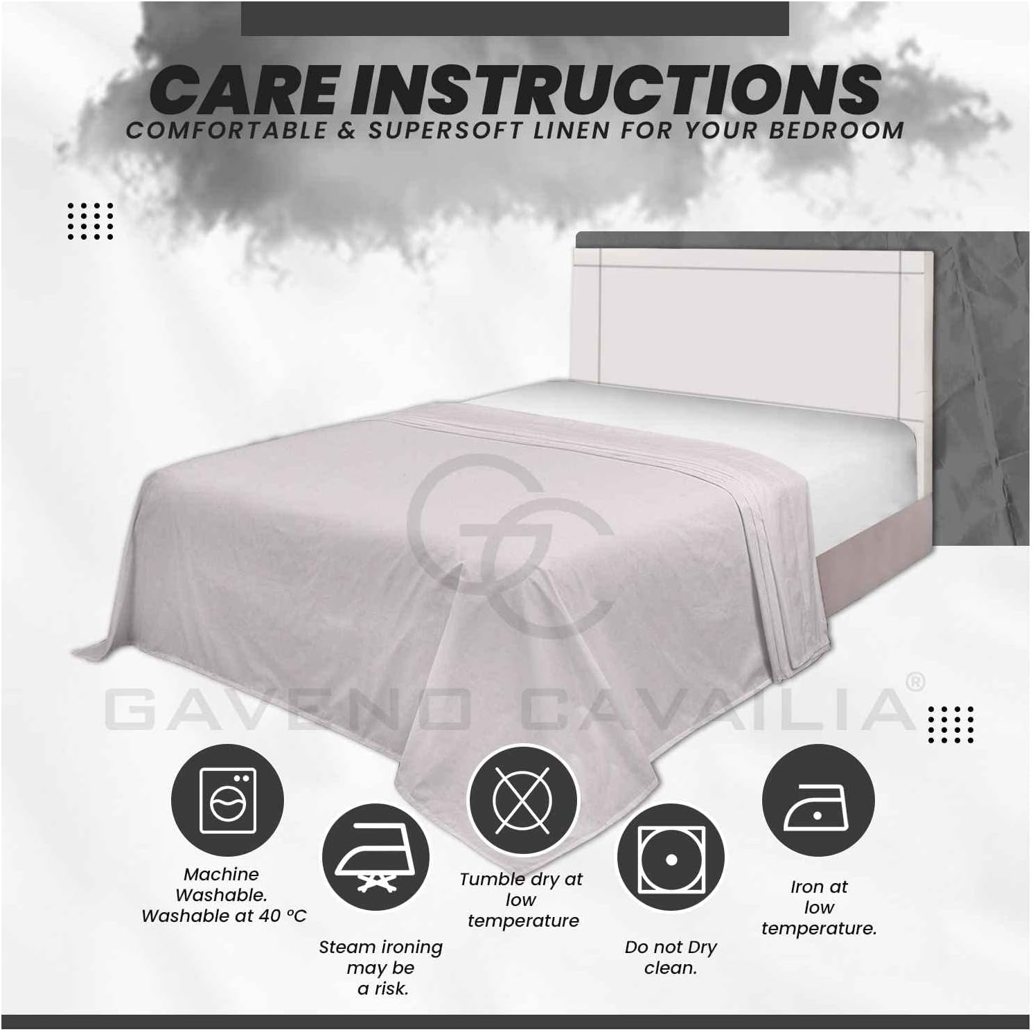 GC GAVENO CAVAILIA Premium Single Flat Sheet- Non Iron Luxury Bedding- Polycotton Easy Care Bed Sheet- Super Soft Bedding Linen Set image number 2