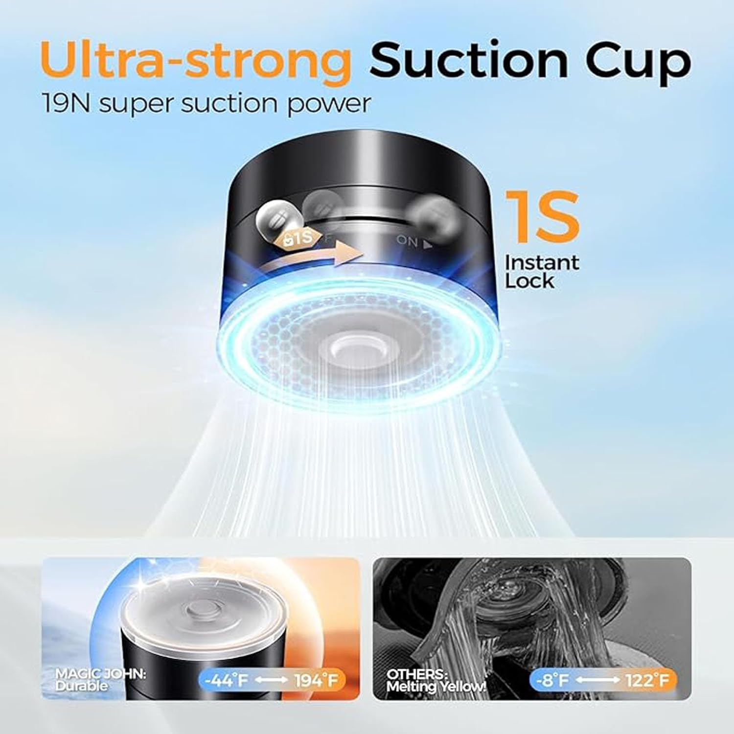 Vacuum Magnetic Phone Holder, 360&deg; Rotating Adjustable and Foldable Suction Cup Phone Holders, Stand Magnetic Phone Holder for Car/Gym/Mirror/Smooth Surface (Black) image number 1