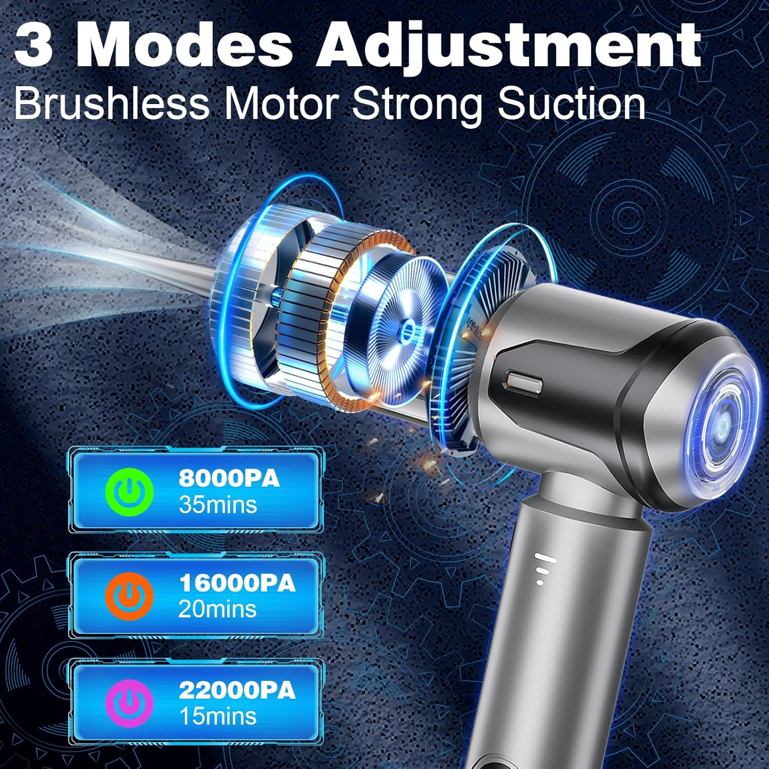 Lecoirrax Car Vacuum Cleaner Cordless, 22000 PA High Power Mini Vacuum Cleaner Handheld, Rechargeable Compressed Air Duster, Portable Air Blower for Home, Pet, Keyboard, Office(Grey)