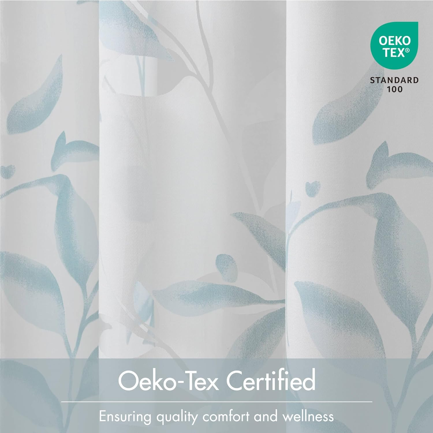 Madison Park Cecily Semi Sheer Single Panel Window Curtain Burnout Botanical Print, Easy to Hang, Fits up to 1.25" Diameter Rod, 50X84, Leaves Aqua image number 6