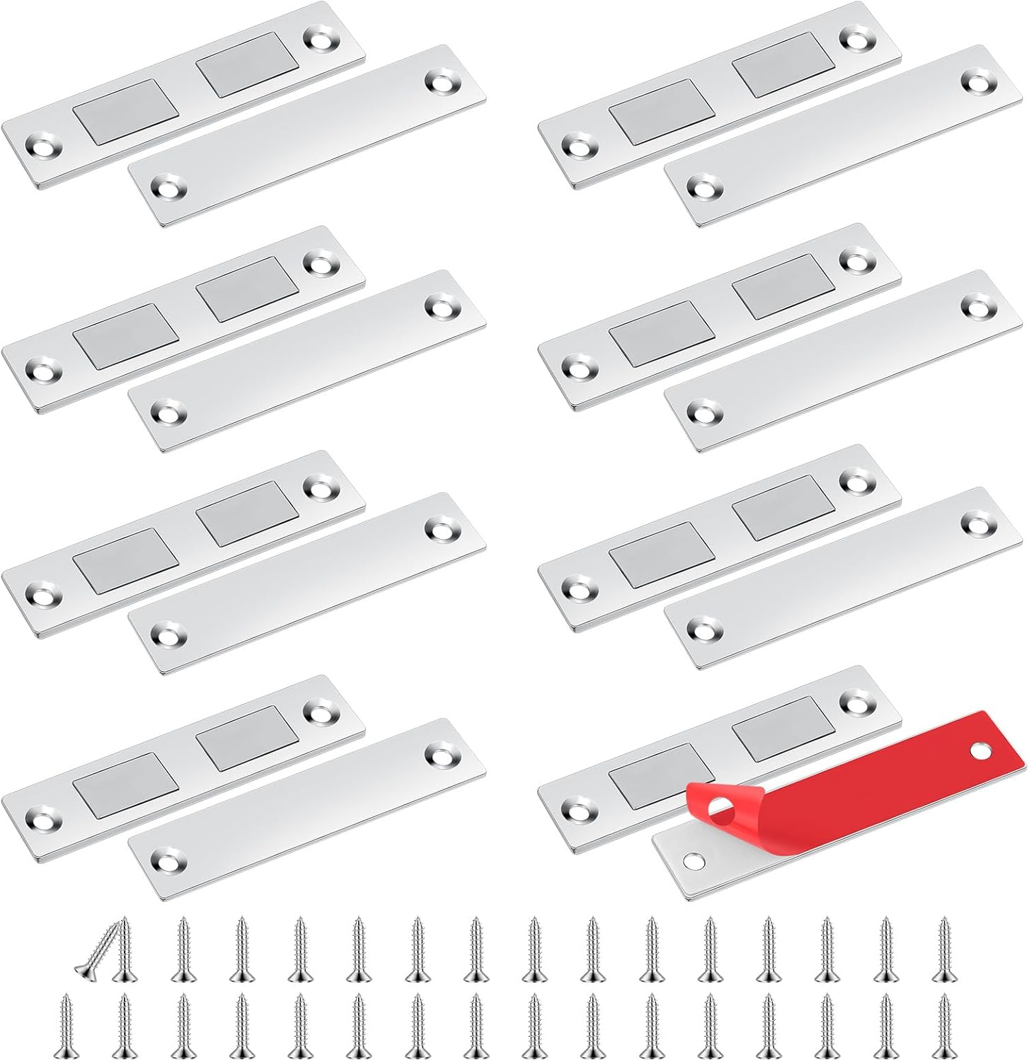 Romon Magnetic Catch Magnets for Cabinet Doors, Pack of 8 Ultra Thin Door Magnets Cupboard Magnets Strong Door Closer Double Magnets Drawers Wardrobe Magnetic Closure for Furniture Cabinet Door