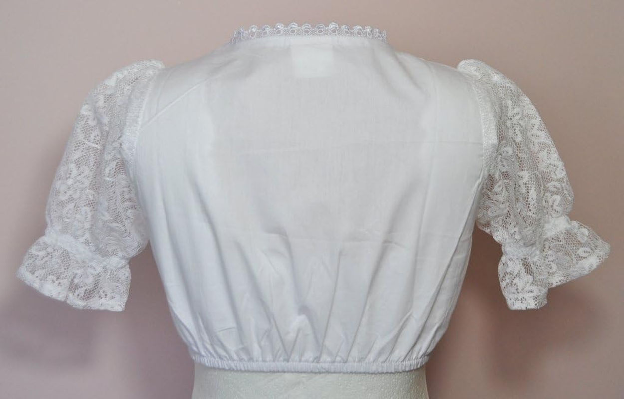 Bigi Dirndl Blouse White Lace Sleeves, White, 8 AU image number 1