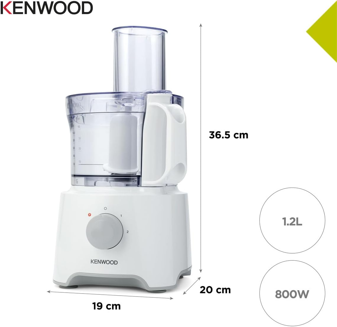 Kenwood Multipro Compact 800W Food Processor FDP300WH, White, Food Processor, 2.1L Bowl, 1.2 L Blender, Emulsifying, Knife Blade, Reversible Slicing and Grating Discs image number 4