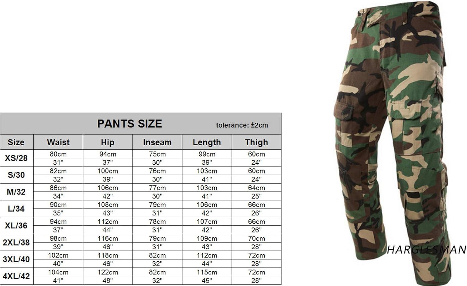 HARGLESMAN Men'S Tactical Military Pants Amry Uniforms Combat Trousers and with Knee Pads image number 5