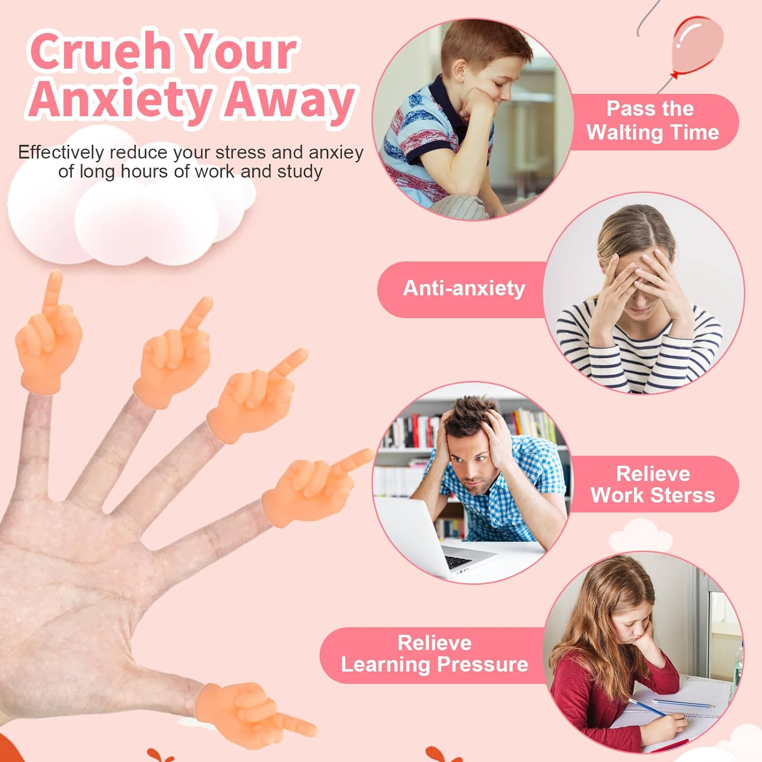 20 PCS Tiny Middle Finger Puppet, Miniature Small Hands, Funny Hand Puppet for Game, Prank Gag Performance Party Favors, Ealistic Cute Little Hand Finger for Gifts image number 3