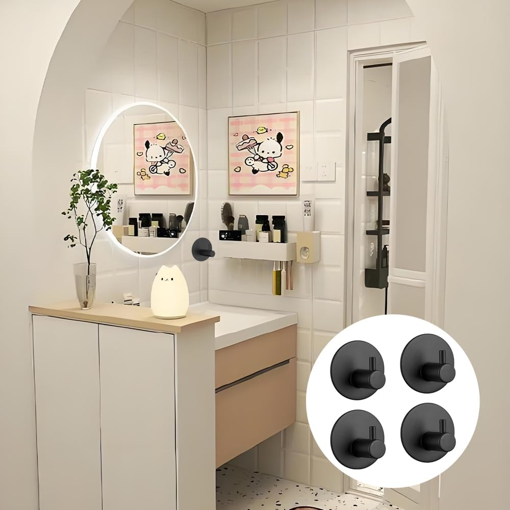 4 Pcs Adhesive Hooks Heavy Duty Wall Hooks,Stainless Steel Wall Hooks,Endurance Hook,Suitable for Bathroom, Kitchen, Home, Office