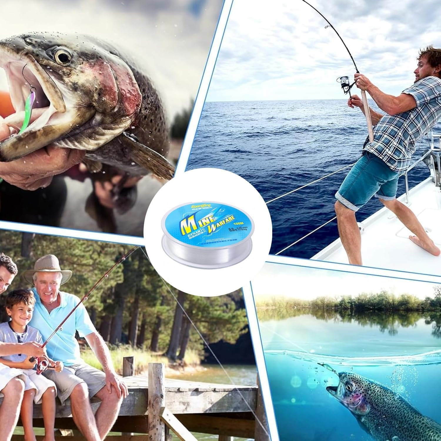 2 Roll Clear Fishing Line Set,100M,17.8Kg/45Mm Nylon Fishing Lines (Clear) image number 5