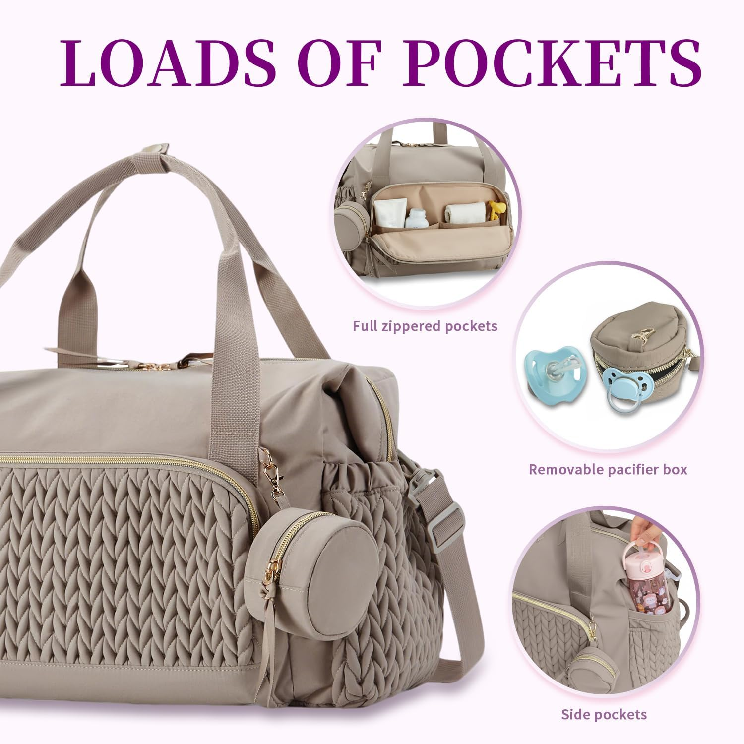 Spacious Baby Diaper Carryall with Large Storage for Travel and Maternity Use, Equipped with Soother Case and Eco-Friendly Material image number 6