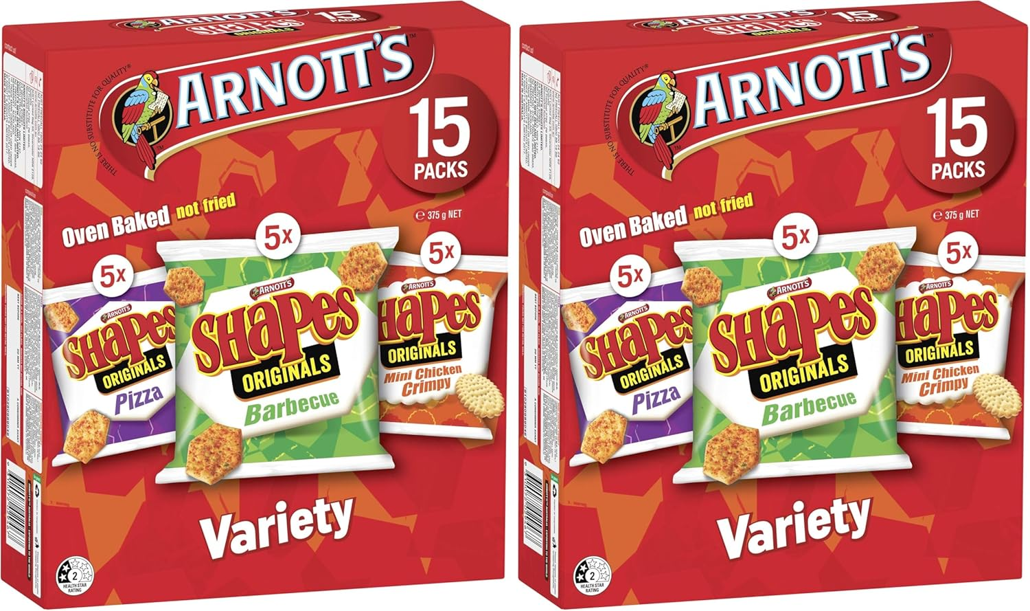 Arnotts Shapes Variety Pack Biscuits 15Pack, 375 G image number 4