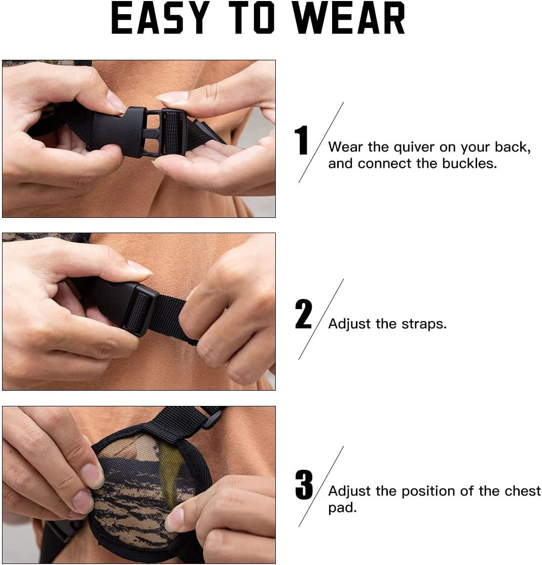 Arrow Quiver Archery Arrow Quiver Holder Adjustable Arrow Backpack Bag Holder Hip Archery Shoulder Bag Back Quiver for Bow and Target Practicing - Black image number 3