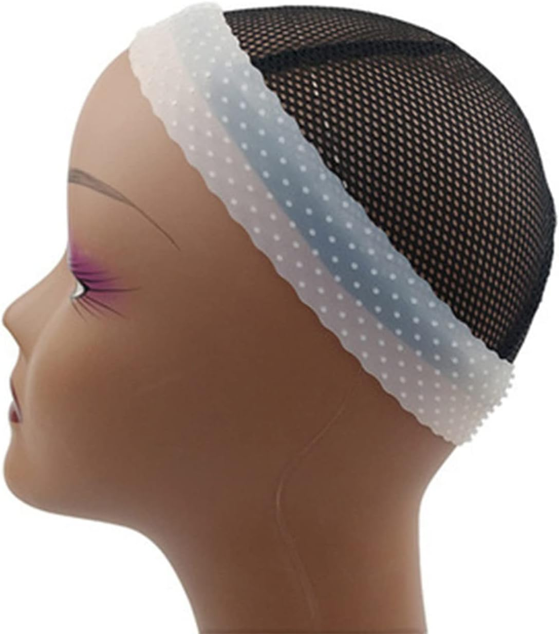 Adjustable Silicone Grip Wig Band,Silicone Wig Headband Non Slip Bands Seamless for Men Women Sports Yoga,2 PCS (White) - Black image number 2