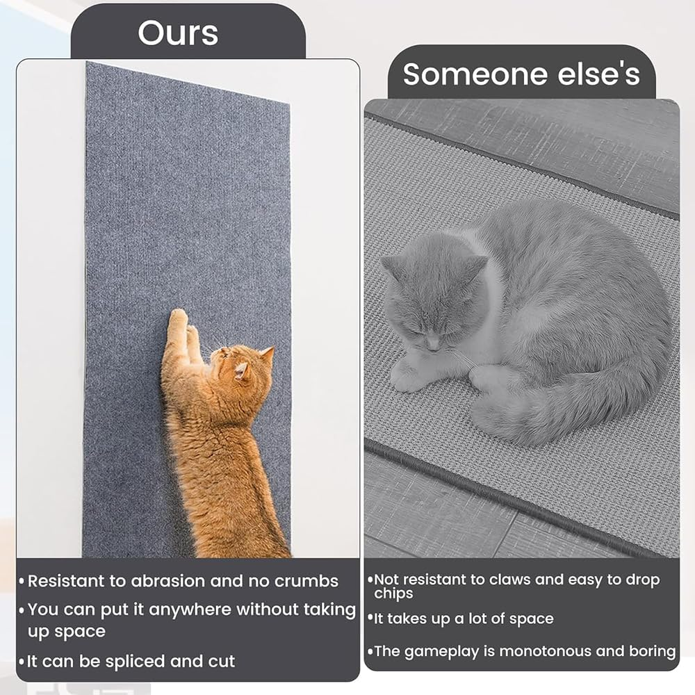 NYGHMY Cat Scratch Couch Protector (78.7"X15.75"), Wall Corner Scratcher Pad, DIY Cat Scratching Carpet, Self-Adhesive & Replaceable - Cat Furniture Protection, Cat Supplies, Protect Your Couch & Wall image number 6