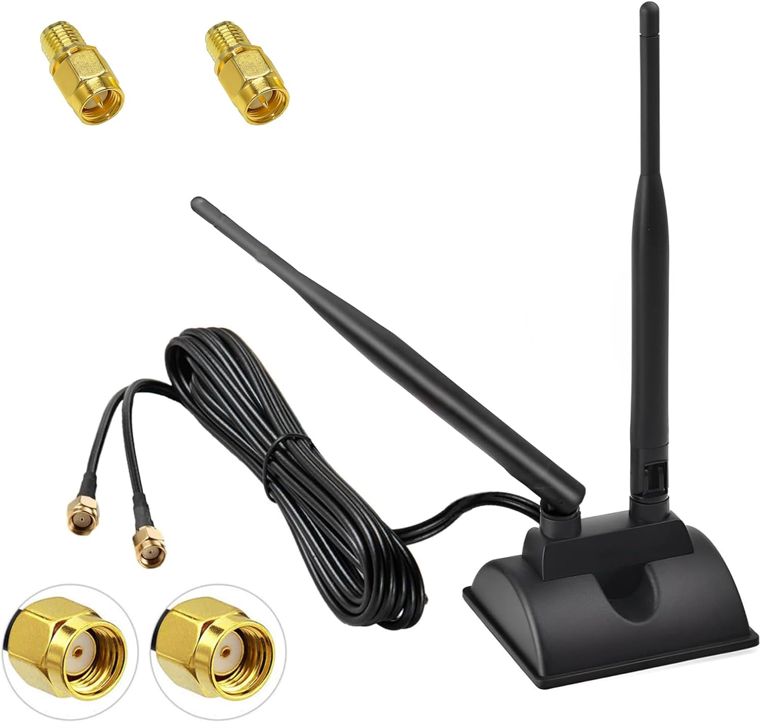 AQTAQ Wifi Antenna 2.4Ghz 5Ghz Dual Band Frequency Magnetic 6Dbi RP-SMA Adapter for WLAN PCI Wifi Cards Wireless Router Bluetooth Dlink PCI-E Wifi Network Card USB Wifi Adapter Wireless Router image number 4