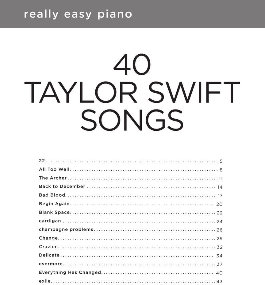 Hal Leonard Really Easy Piano 40 Taylor Swift Songs Book: Really Easy Piano Series image number 6