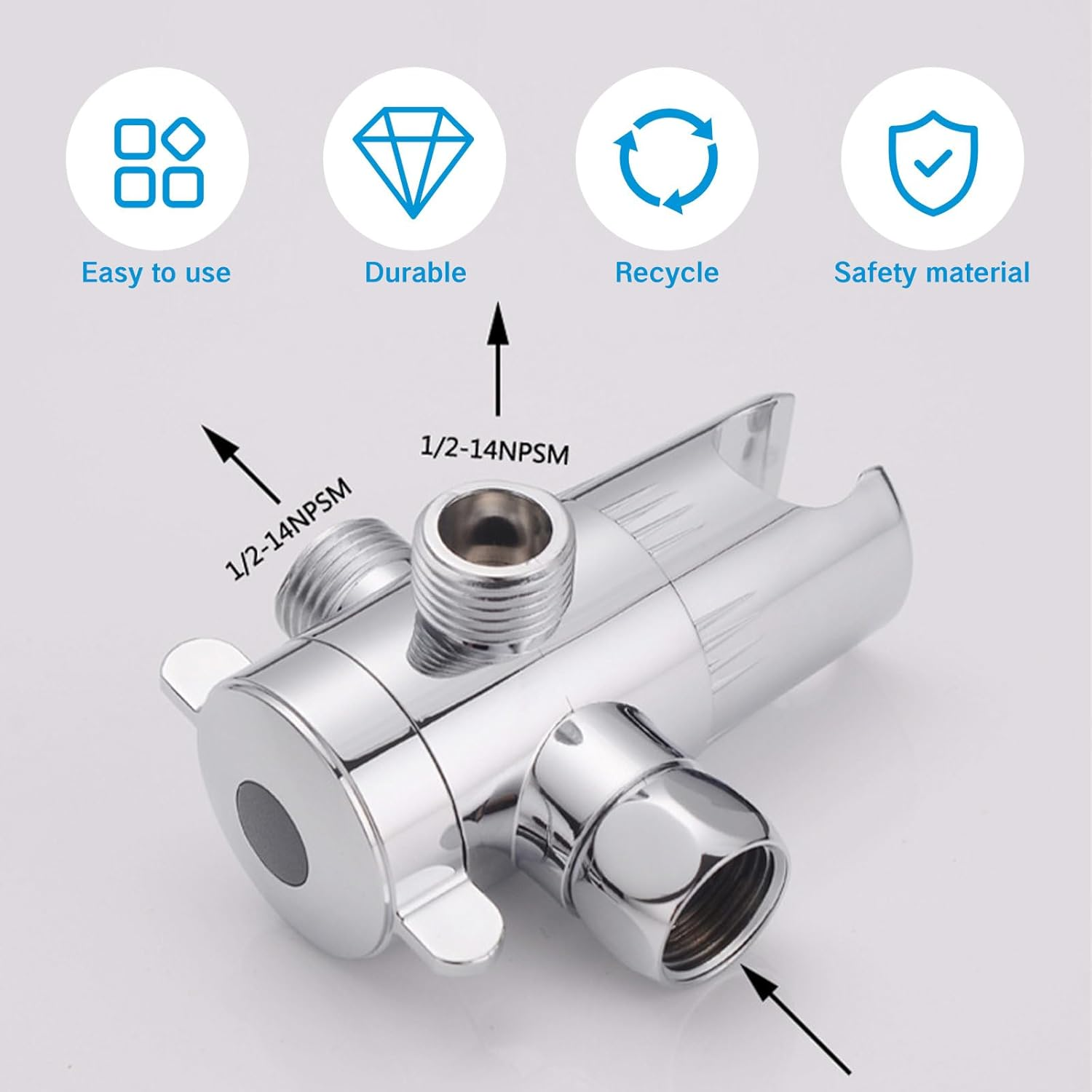 YAFIYGI 3 Way Shower Diverter Valve 1/2&rdquo; Three Head Splitter Adapter and Fixed Spray Head with Handheld Cradle Bathroom Accessories for Hand Universal Shower System Replacement (Silvery) image number 2