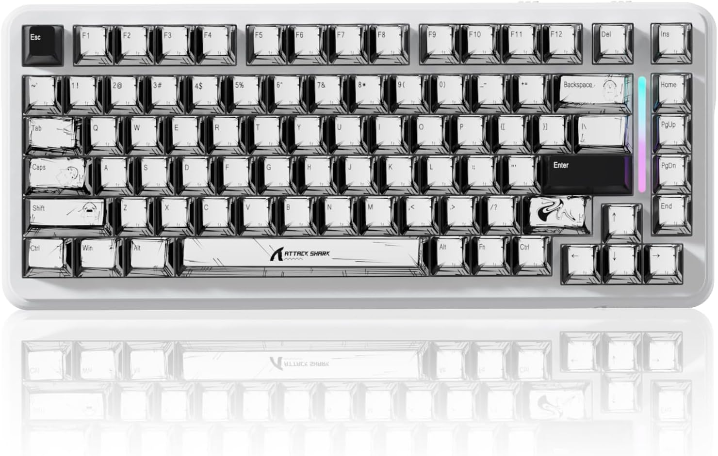 Attack Shark X82PRO HE 75% Wireless Rapid Trigger Gaming Keyboard, Hall Effect Magnetic Switch Keyboard with 0.01Mm RT Adjustable Actuation, 8Khz Polling Rate, Hot-Swap, RGB, for PC Gamer (Black)