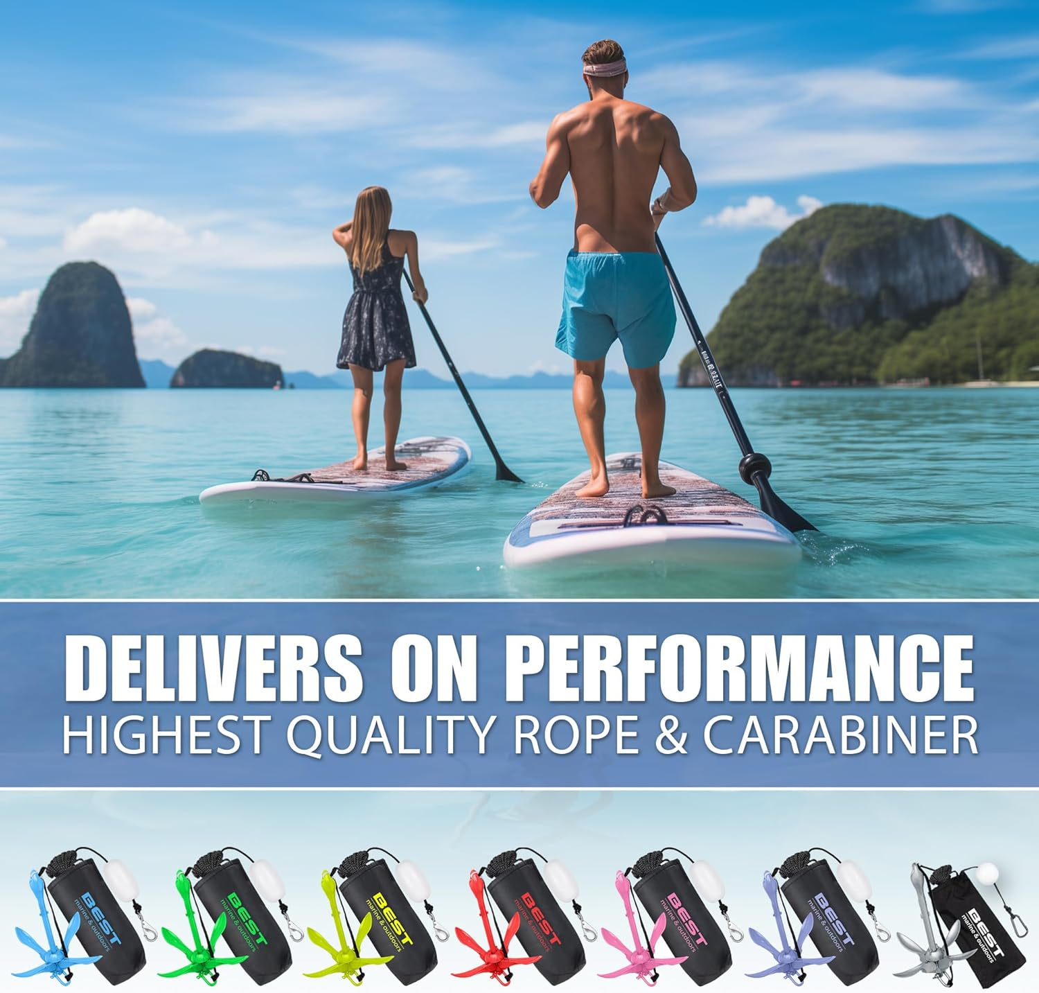 Best Marine and Outdoors Kayak Anchor, 1.6 KG Anchor System Kit for Kayaks, Canoes, SUP Paddle Boards & Jet Skis, Fishing, Boating & Kayaking Accessories