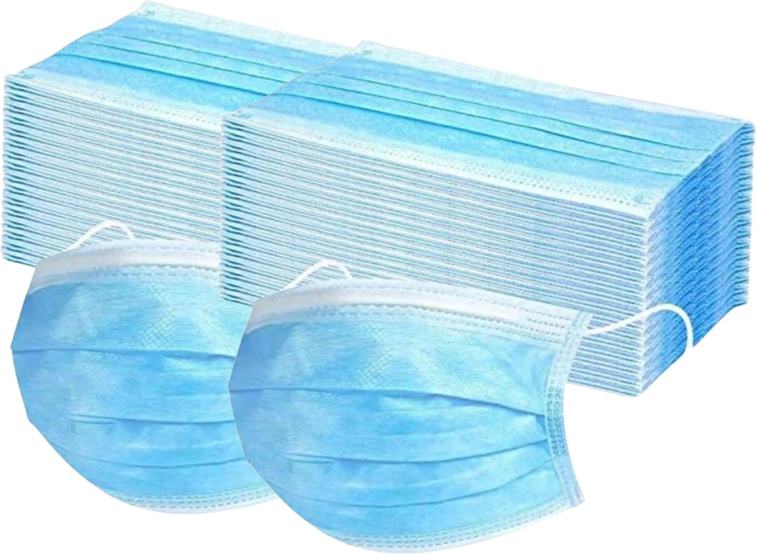 General Use Disposable Face Mask 100 Pcs Protective Masks 3 Layer Filter with Nose Clip and Ear Loops image number 1