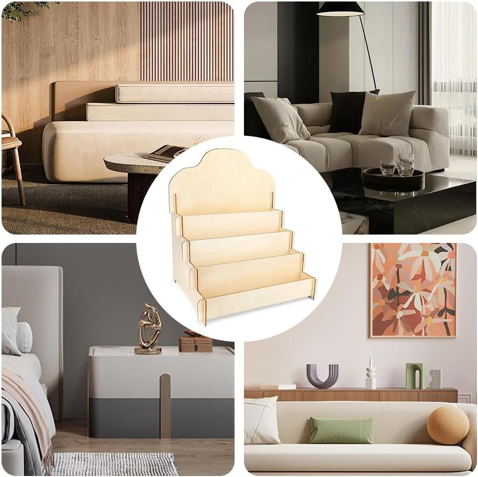 4-Tier Greeting Card Holder with Durable Material, Wooden Card Display Stand, Portable Cardboard Sticker Display Rack, Photo Card Organizer Stand, Suitable for Collector, Pictures, Brochure image number 5