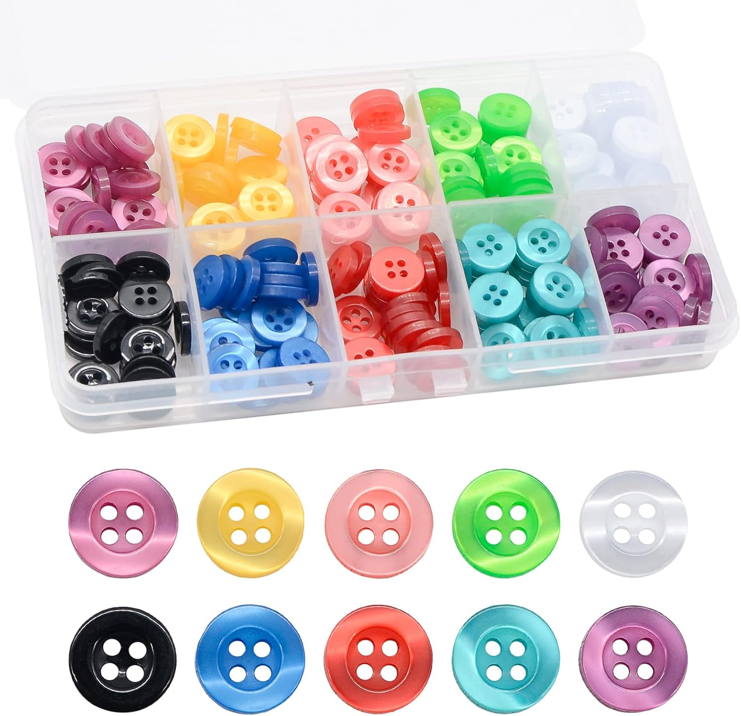 OELFFOW Four-Eye round Color Men'S and Women'S Shirt Button Chiffon Polo Shirt Small Button (10Mm) image number 2