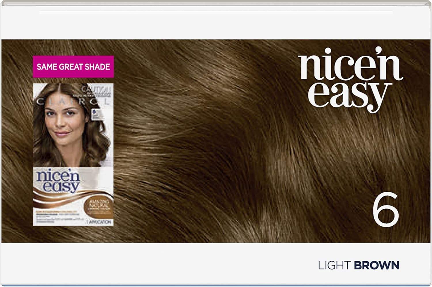 Clairol Nice 'N Easy Permanent Hair Colour 6 Natural Light Brown, 100% Grey Coverage, Natural Looking Hair Colour image number 1