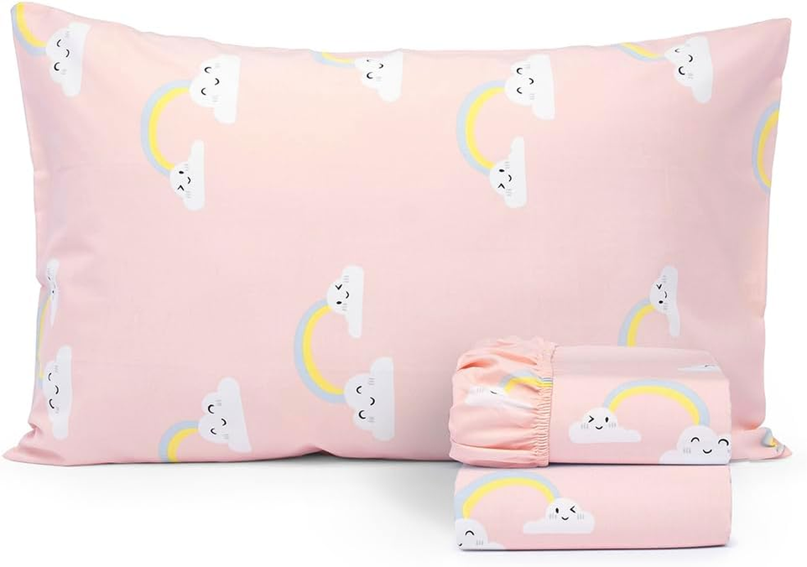 100% Cotton 210TC Salt Earth Kids Bedsheet, Twin Sheets Set for Toddler Bed, 3 Piece Bedding Set Including Flat Sheet, Fitted Sheet, and Pillowcase, Themed Cute Sheets for a Playful Kids Bed (Uni Fly)