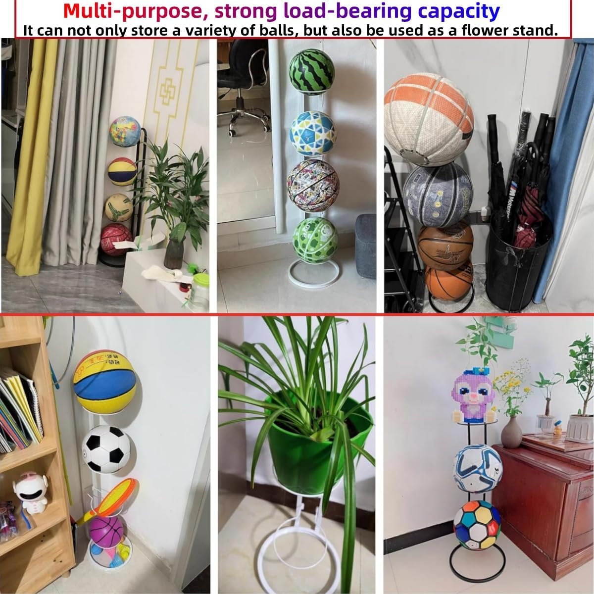 Vertical Basketball Storage Rack,Klhcduo 5-Layer Independent Football Stand Ball Rack, Detachable Vertical Display Rack, Used for Basketball Volleyball Football Rugby Badminton image number 2