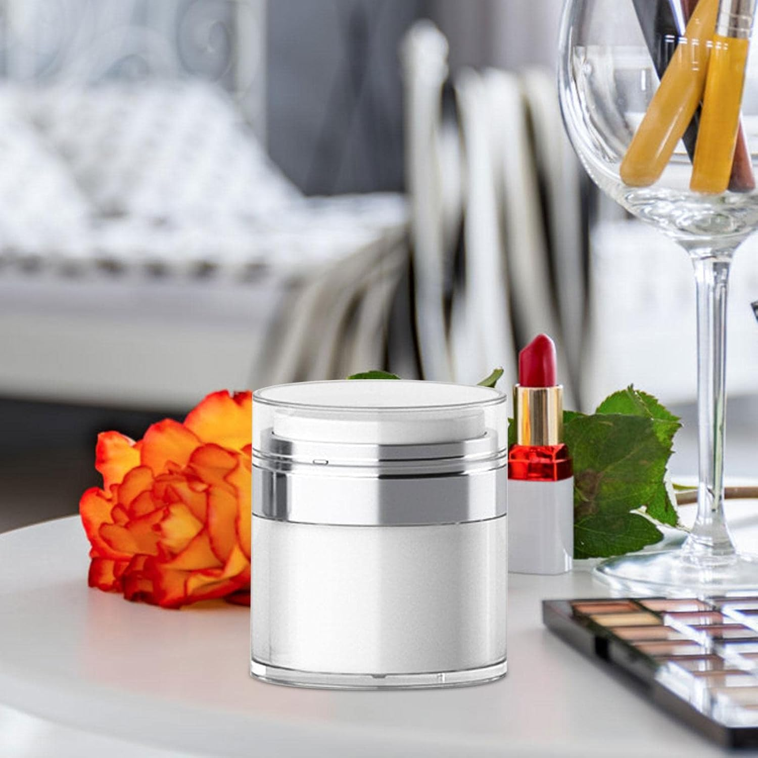 Pump Bottle Dispenser | Airless Pump Jar | Moisturiser Pump Dispenser Airless Pump Bottle | 15/30/50Ml Refillable Portable Cosmetic Container image number 2