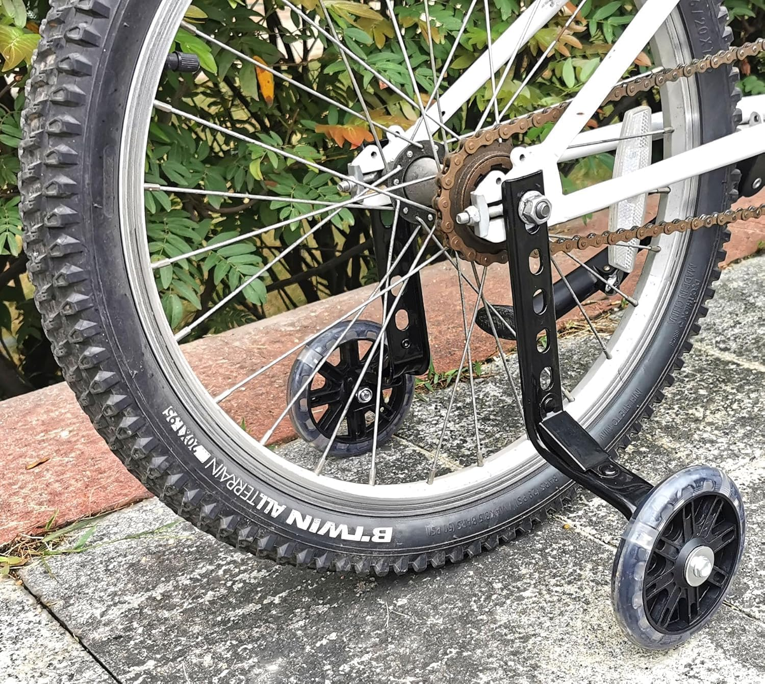 Flashing Kids Bicycle Training Wheels, Adjustable for 12/14/ 16/18/ 20/ Inch Bicycle Stabiliser, Adjustable Height, Training Wheels for Kids Bike Complete Installation Kit Included 1 Pair (Black) image number 3