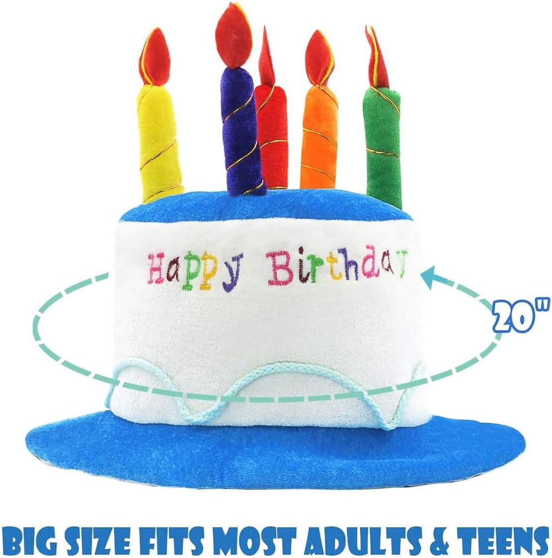 AIMALL Birthday Cake Hat - Colorful Party Hat for Adults, Plush Material, Adjustable 22.8-23.6 Inches, Ideal for Performance and Masquerade Parties image number 4